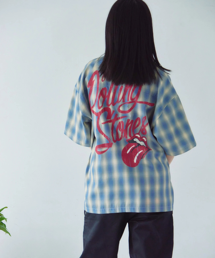 JACKROSE(ジャックローズ) |【The Rolling Stones×JACKROSE】 ヴィンテージ加工･チェックSSシャツ(短丈)(MENS)