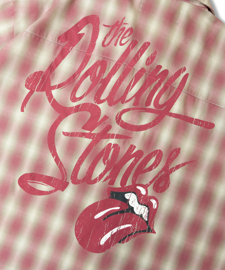 JACKROSE(ジャックローズ) |【The Rolling Stones×JACKROSE】 ヴィンテージ加工･チェックSSシャツ(短丈)(MENS)