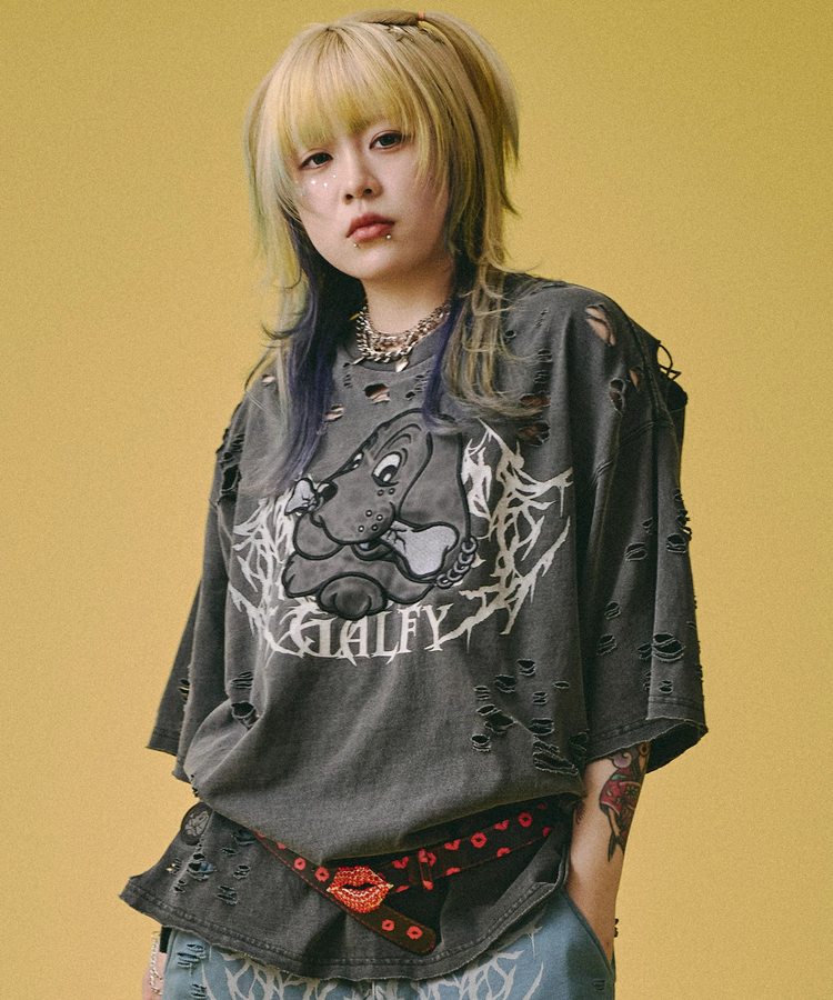 JACKROSE(ジャックローズ) |GALFY/ガルフィー 闇に溶かされし犬ダメージ SS Tee(MENS)