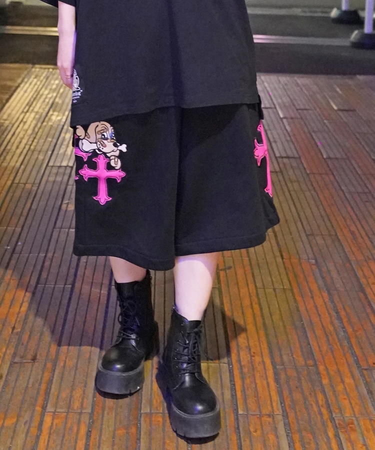 JACKROSE(ジャックローズ) |【GALFY×GALLIS ADDICTION】別注十字架わんわんハーフパンツ(MENS/WOMENS)