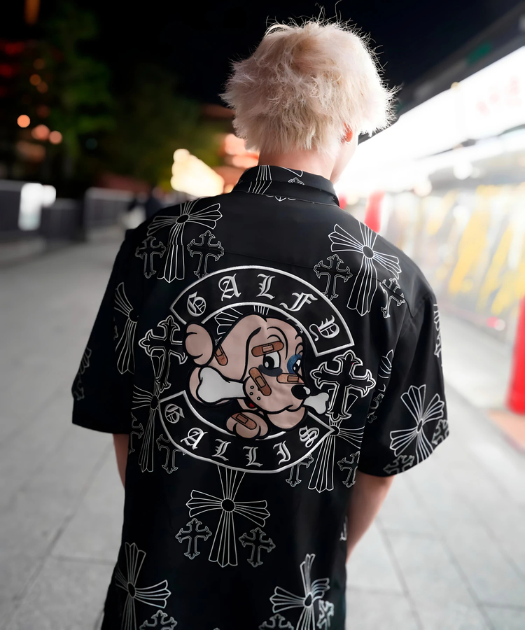 JACKROSE(ジャックローズ) |【GALFY×GALLIS ADDICTION】別注十字架わんわん柄SSシャツ(MENS)