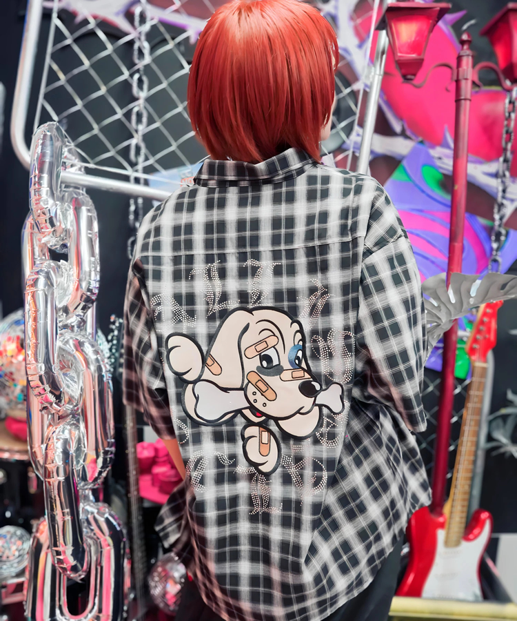 JACKROSE(ジャックローズ) |【GALFY×GALLIS ADDICTION】安心の十字架キラキラチェックSSシャツ(MENS)