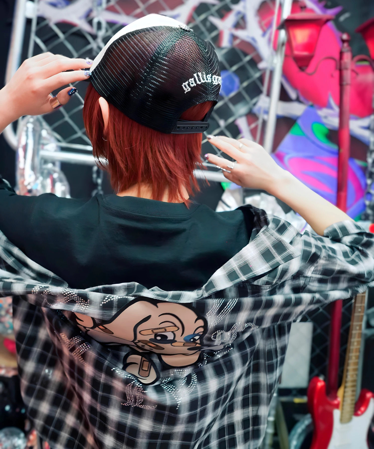 JACKROSE(ジャックローズ) |【GALFY×GALLIS ADDICTION】安心の十字架キラキラチェックSSシャツ(MENS)