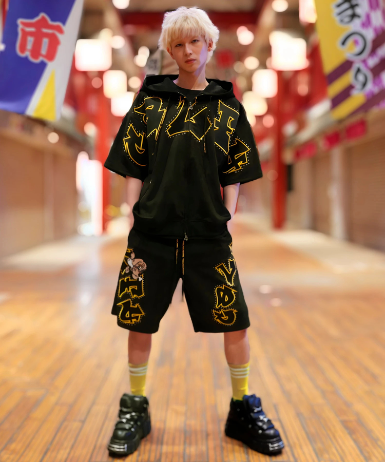 JACKROSE(ジャックローズ) |【GALFY×GALLIS ADDICTION】スウェードキラキラ半袖SETUP(MENS)