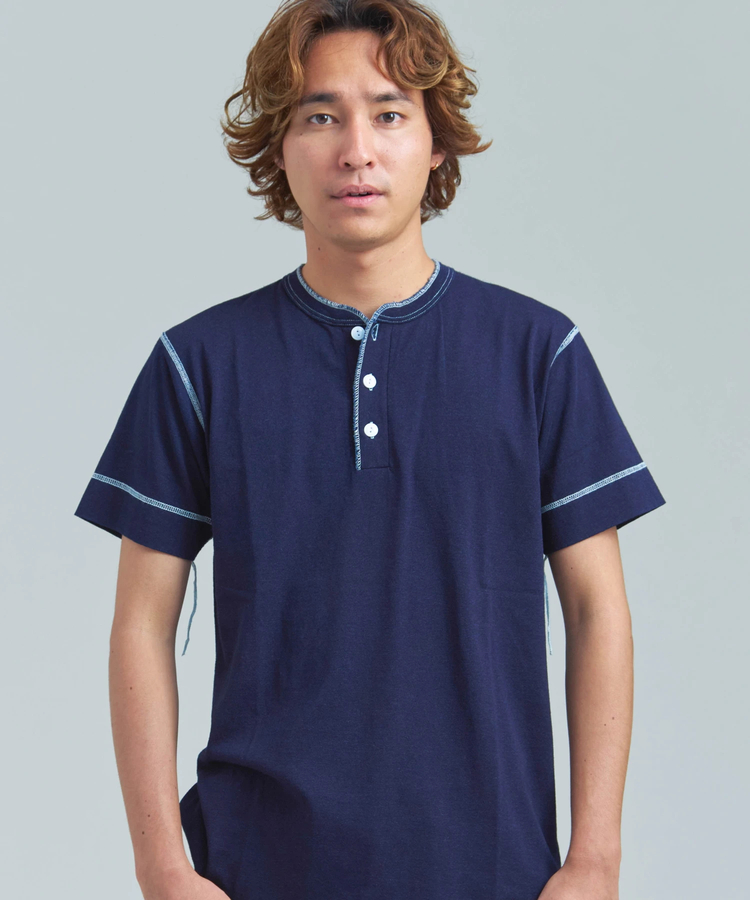 JACKROSE(ジャックローズ) |Healthknit/ヘルスニット INDIGO HENLEY NECK SHORT SLEEVE TEE(MENS)
