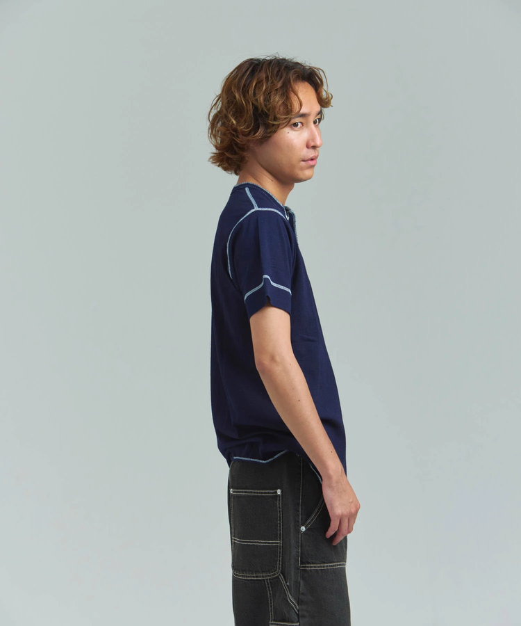 JACKROSE(ジャックローズ) |Healthknit/ヘルスニット INDIGO HENLEY NECK SHORT SLEEVE TEE(MENS)