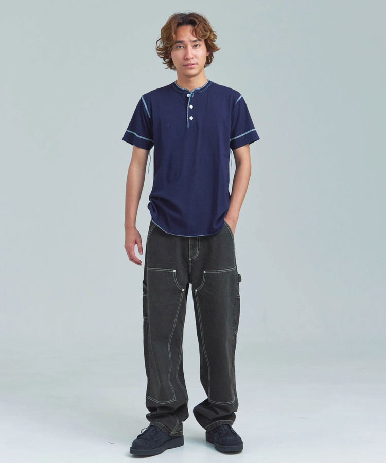 JACKROSE(ジャックローズ) |Healthknit/ヘルスニット INDIGO HENLEY NECK SHORT SLEEVE TEE(MENS)