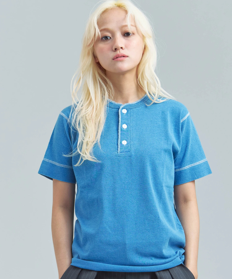 JACKROSE(ジャックローズ) |Healthknit/ヘルスニット INDIGO HENLEY NECK SHORT SLEEVE TEE(MENS)