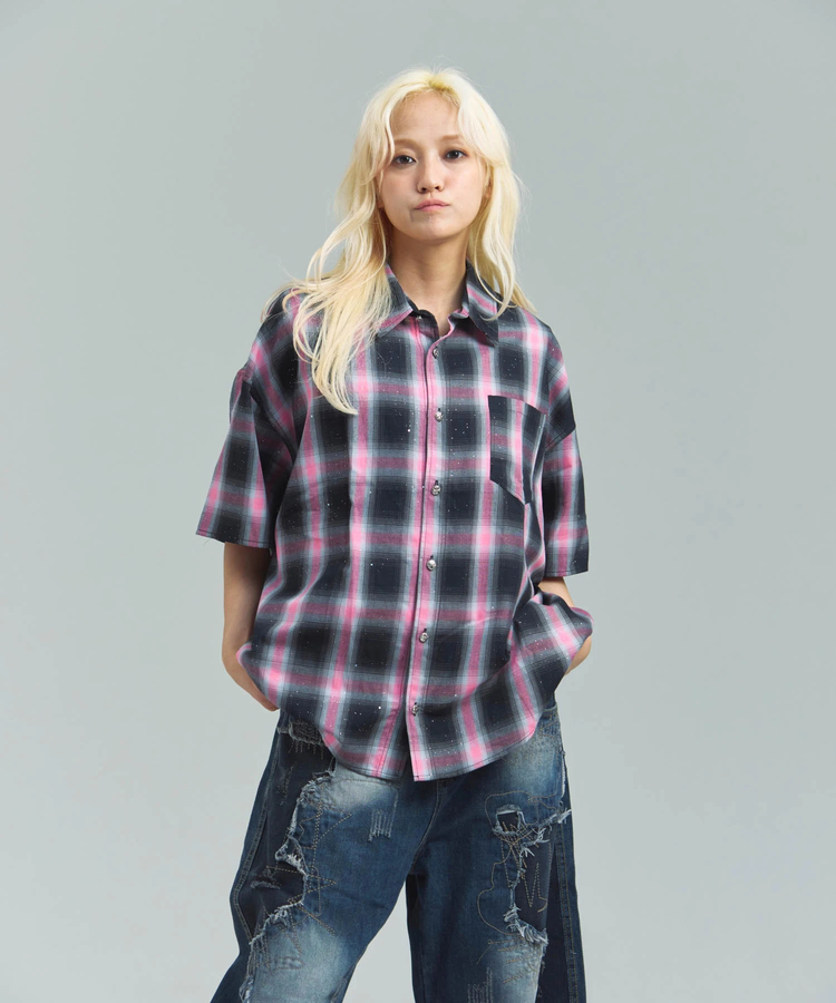 JACKROSE(ジャックローズ) |GA Glitter Check S/S Shirt(MENS)
