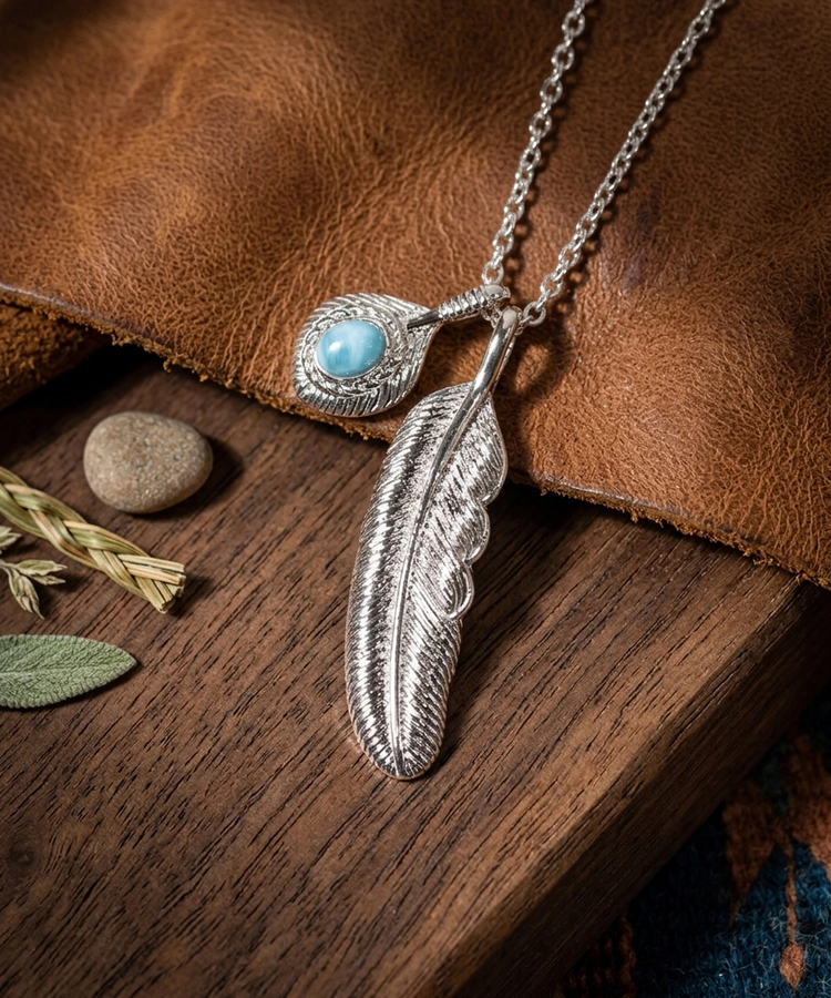 JACKROSE(ジャックローズ) |GA Feather-Turquoise Stone Necklace