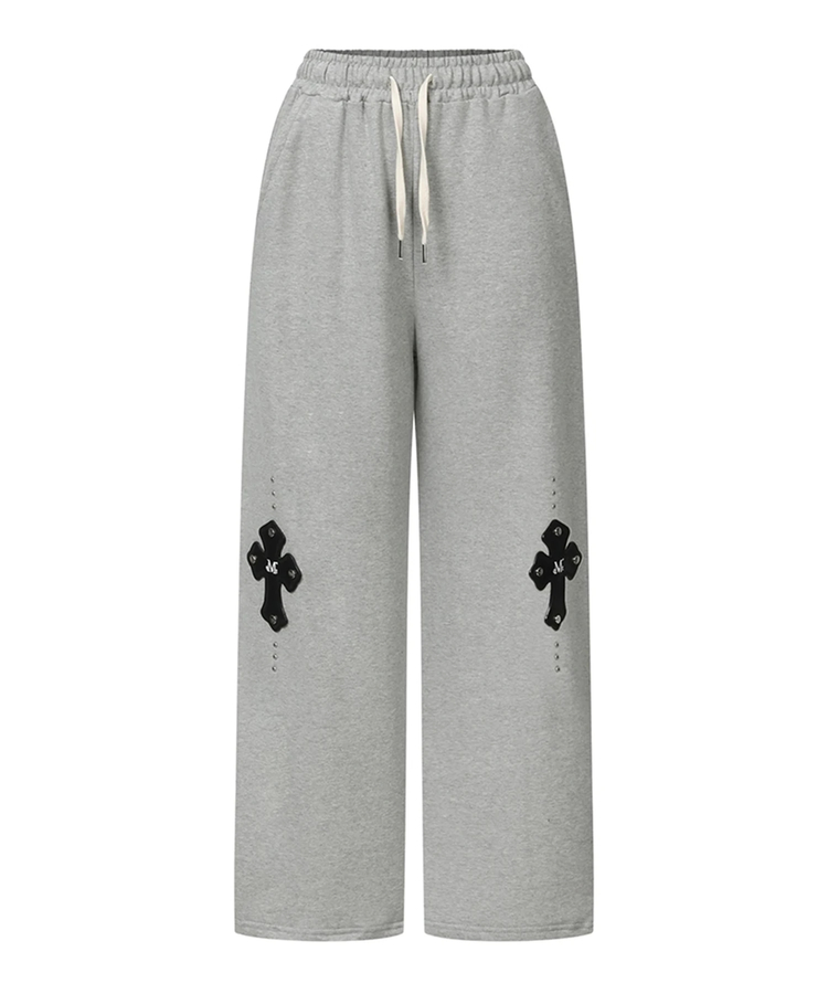 JACKROSE(ジャックローズ) |MUCENT/ムセント CROSS LEATHER PATCH SWEAT PANTS(WOMENS)