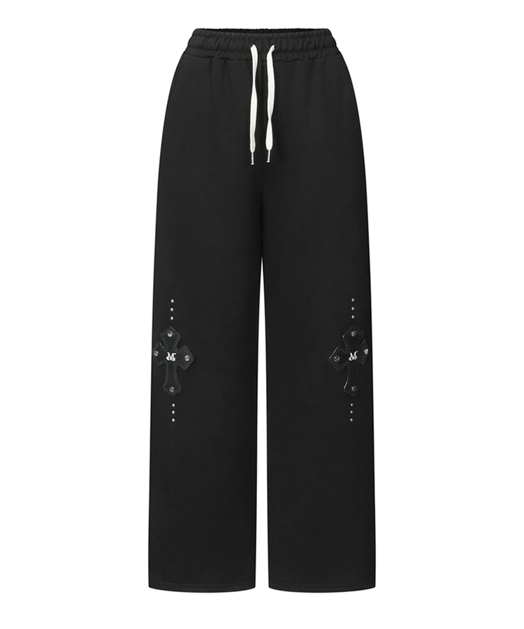 JACKROSE(ジャックローズ) |MUCENT/ムセント CROSS LEATHER PATCH SWEAT PANTS(WOMENS)