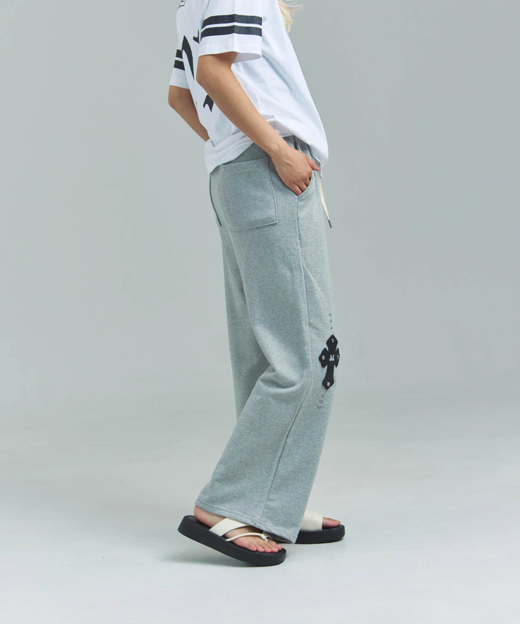 JACKROSE(ジャックローズ) |MUCENT/ムセント CROSS LEATHER PATCH SWEAT PANTS(WOMENS)