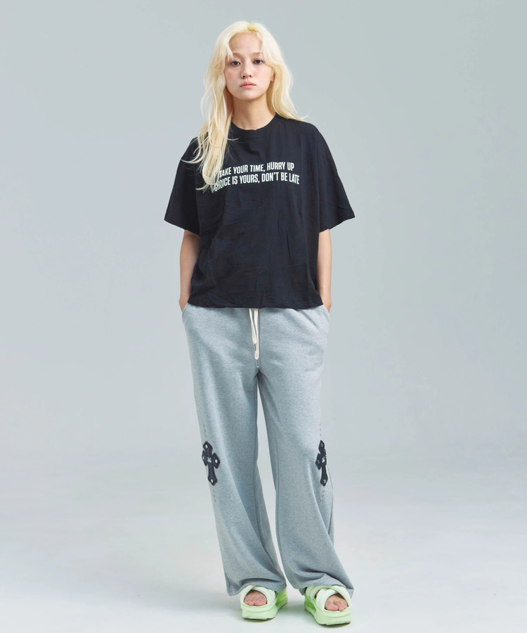 JACKROSE(ジャックローズ) |MUCENT/ムセント CROSS LEATHER PATCH SWEAT PANTS(WOMENS)
