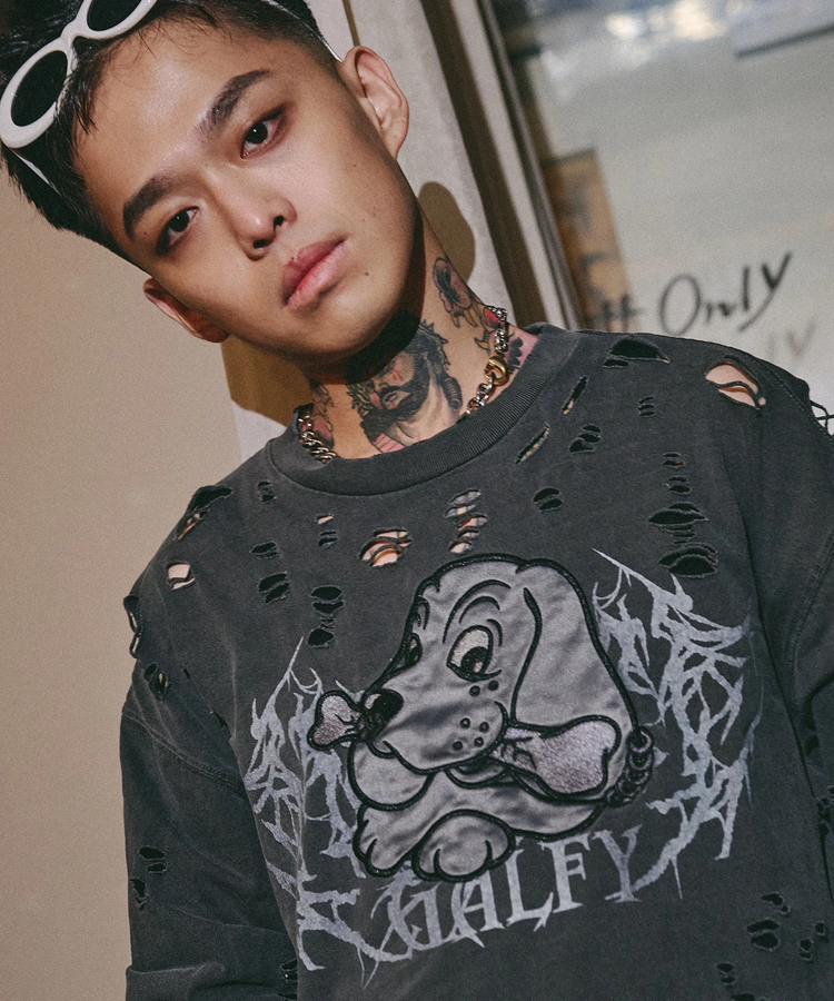 JACKROSE(ジャックローズ) |GALFY/ガルフィー 犬ダメージロンTee(MENS)