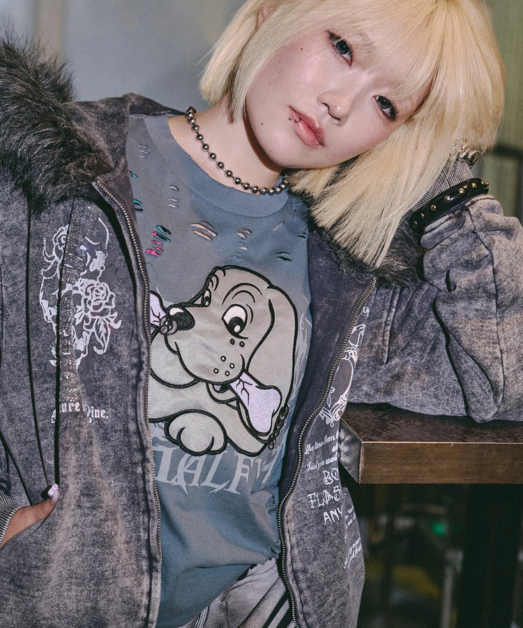 JACKROSE(ジャックローズ) |GALFY/ガルフィー 犬ダメージロンTee(MENS)