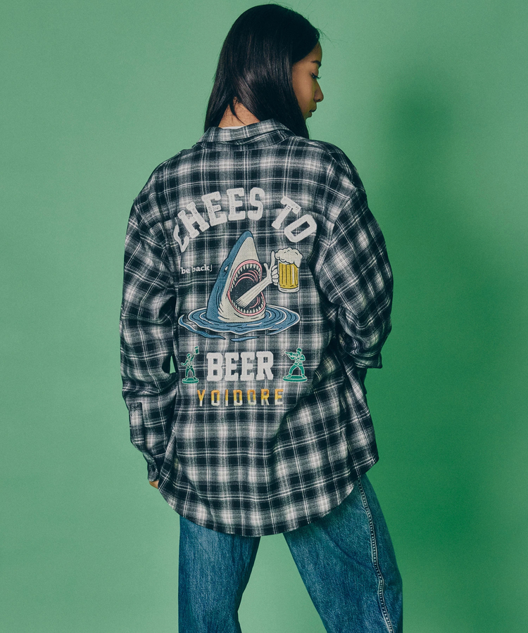 JACKROSE(ジャックローズ) |YOIDORE/酔いどれ サメビール 長袖 チェックシャツ(MENS)