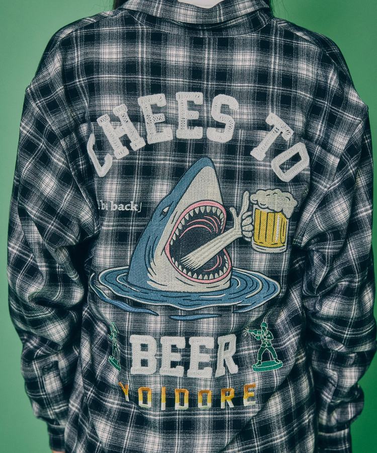 JACKROSE(ジャックローズ) |YOIDORE/酔いどれ サメビール 長袖 チェックシャツ(MENS)