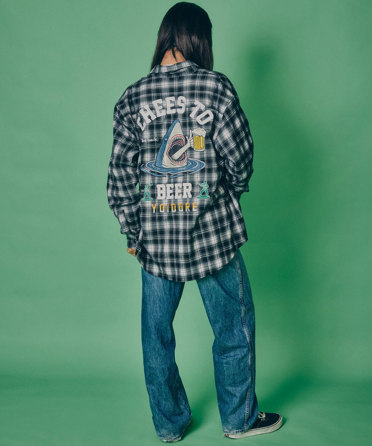 JACKROSE(ジャックローズ) |YOIDORE/酔いどれ サメビール 長袖 チェックシャツ(MENS)