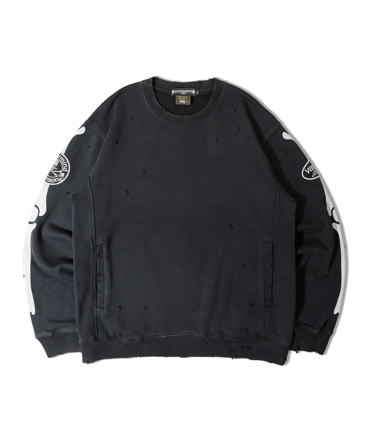 JACKROSE(ジャックローズ) |VANSON×MASTERMIND WORLD/バンソン×マスターマインドワールド ダメージ 裏毛クルーネック スウェット REGULAR FIT(MENS)