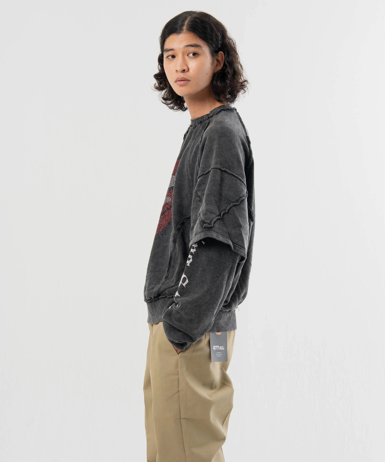 JACKROSE(ジャックローズ) |【The Rolling Stones×JACKROSE】 シグネチャー ラインストーン-レイヤード スウェット(MENS)