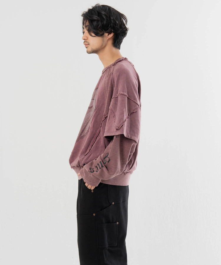 JACKROSE(ジャックローズ) |【The Rolling Stones×JACKROSE】 シグネチャー ラインストーン-レイヤード スウェット(MENS)