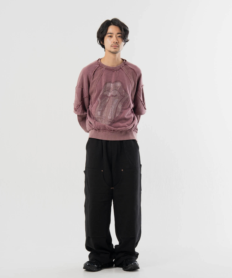 JACKROSE(ジャックローズ) |【The Rolling Stones×JACKROSE】 シグネチャー ラインストーン-レイヤード スウェット(MENS)