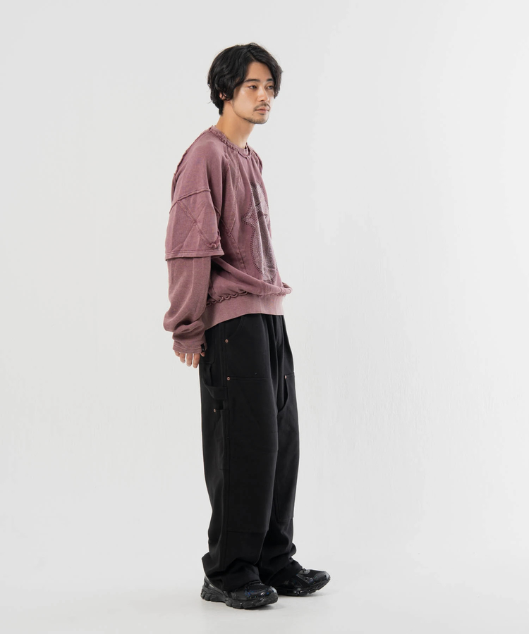 JACKROSE(ジャックローズ) |【The Rolling Stones×JACKROSE】 シグネチャー ラインストーン-レイヤード スウェット(MENS)