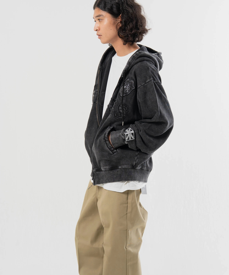 JACKROSE(ジャックローズ) |【The Rolling Stones×JACKROSE】 シグネチャー ロゴ&ラインストーン ZIPパーカー(MENS/WOMENS)