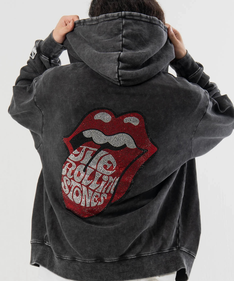 JACKROSE(ジャックローズ) |【The Rolling Stones×JACKROSE】 シグネチャー ロゴ&ラインストーン ZIPパーカー(MENS/WOMENS)