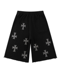 JACKROSE(ジャックローズ) |Unknown London/アンノウン ロンドン Black X Silver Allover Rhinestone Baggy Sweat Shorts(MENS)