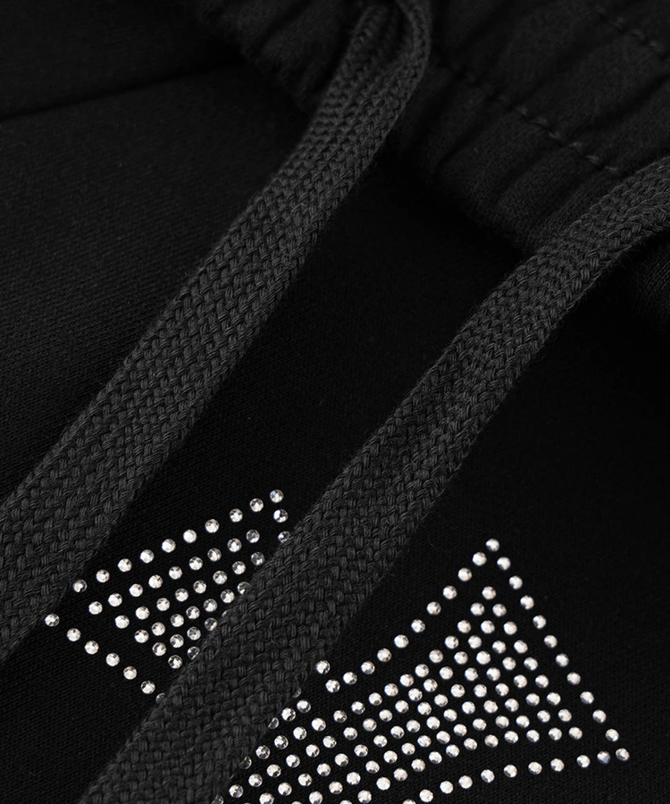 JACKROSE(ジャックローズ) |Unknown London/アンノウン ロンドン Black X Silver Allover Rhinestone Baggy Sweat Shorts(MENS)