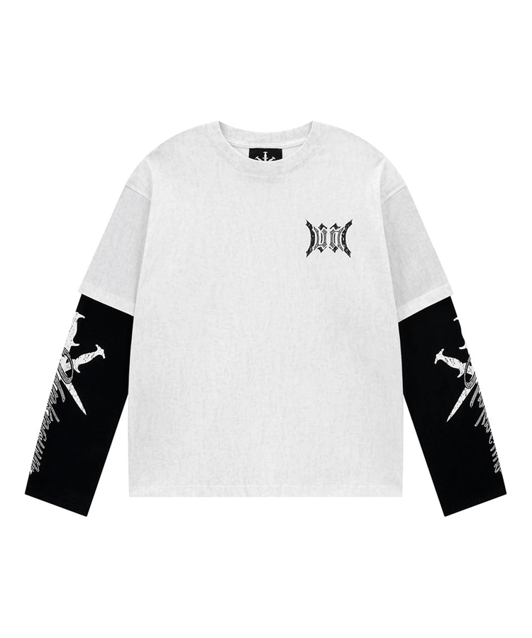 JACKROSE(ジャックローズ) |Unknown London/アンノウン ロンドン Cursive Rhinestone Layered Long Sleeve(MENS)