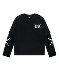 JACKROSE(ジャックローズ) |Unknown London/アンノウン ロンドン Cursive Rhinestone Layered Long Sleeve(MENS)