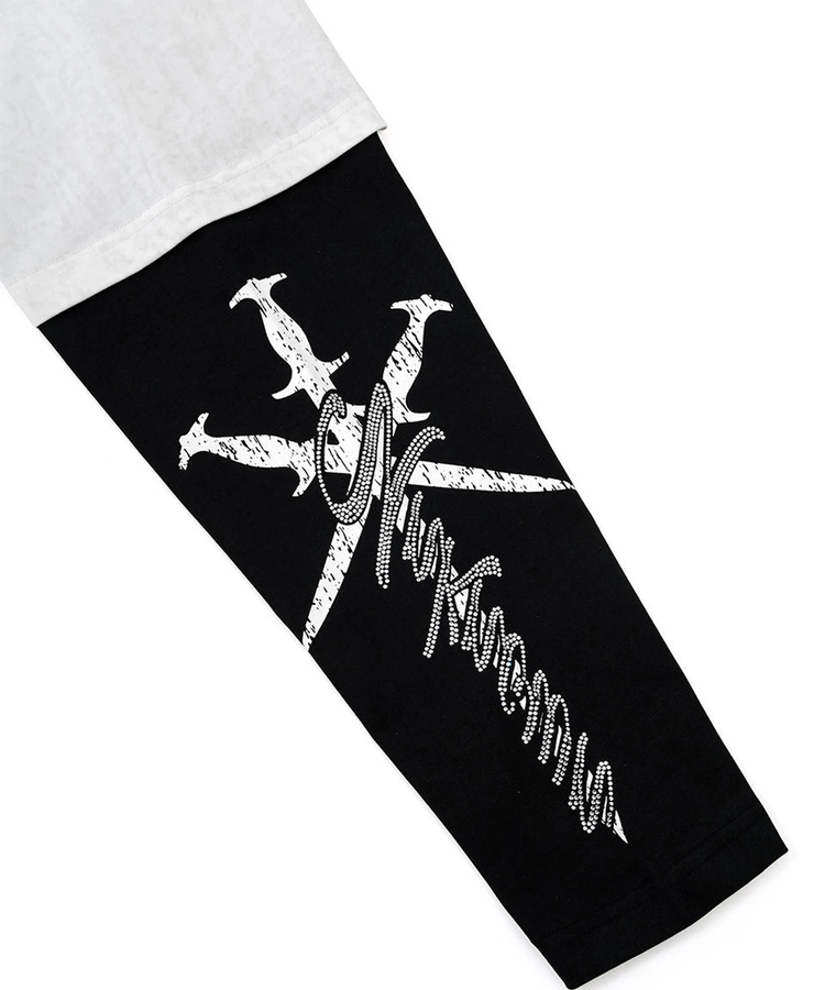 JACKROSE(ジャックローズ) |Unknown London/アンノウン ロンドン Cursive Rhinestone Layered Long Sleeve(MENS)