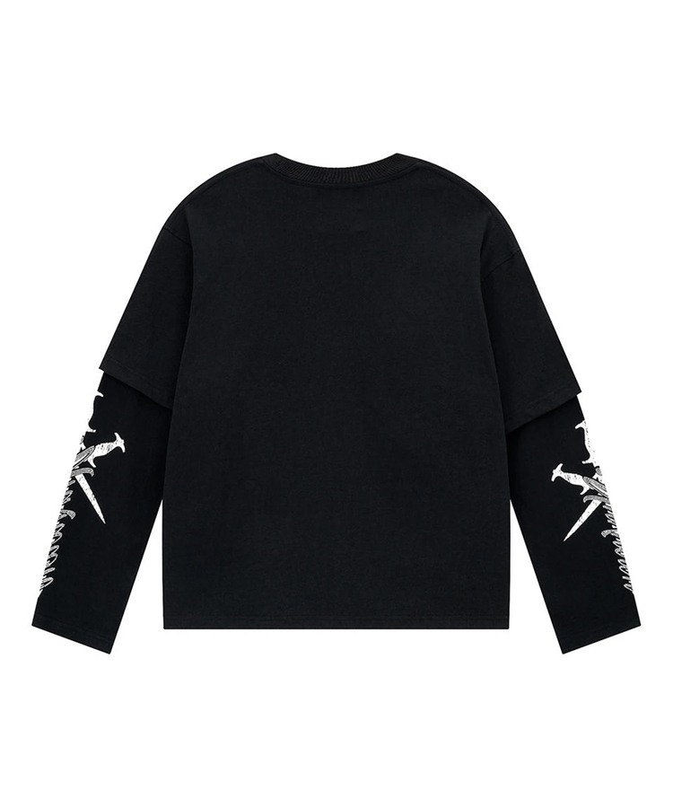 JACKROSE(ジャックローズ) |Unknown London/アンノウン ロンドン Cursive Rhinestone Layered Long Sleeve(MENS)
