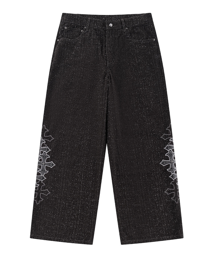 JACKROSE(ジャックローズ) |SUPPLIER/サプライヤー Multiple Cross Leather Patch Baggy Denim(MENS)
