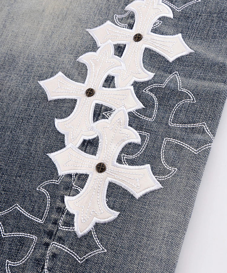 JACKROSE(ジャックローズ) |SUPPLIER/サプライヤー Multiple Cross Leather Patch Baggy Denim(MENS)