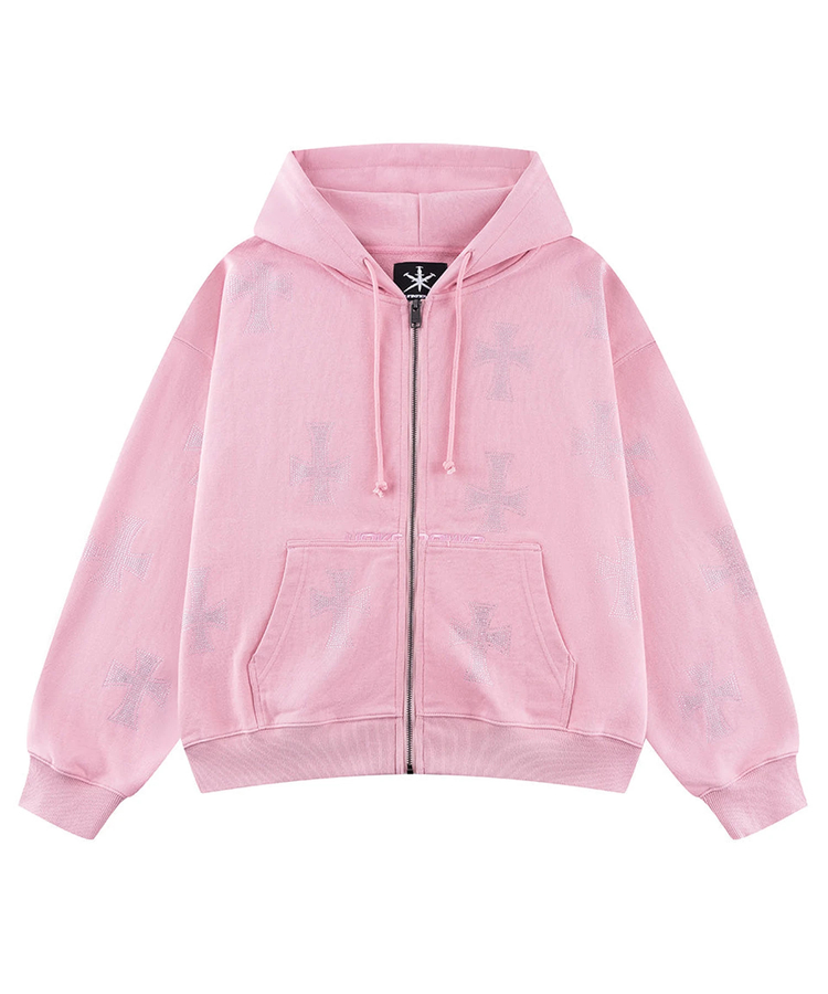 Unknown London/アンノウン ロンドン Allover Cross Rhinestone Zip