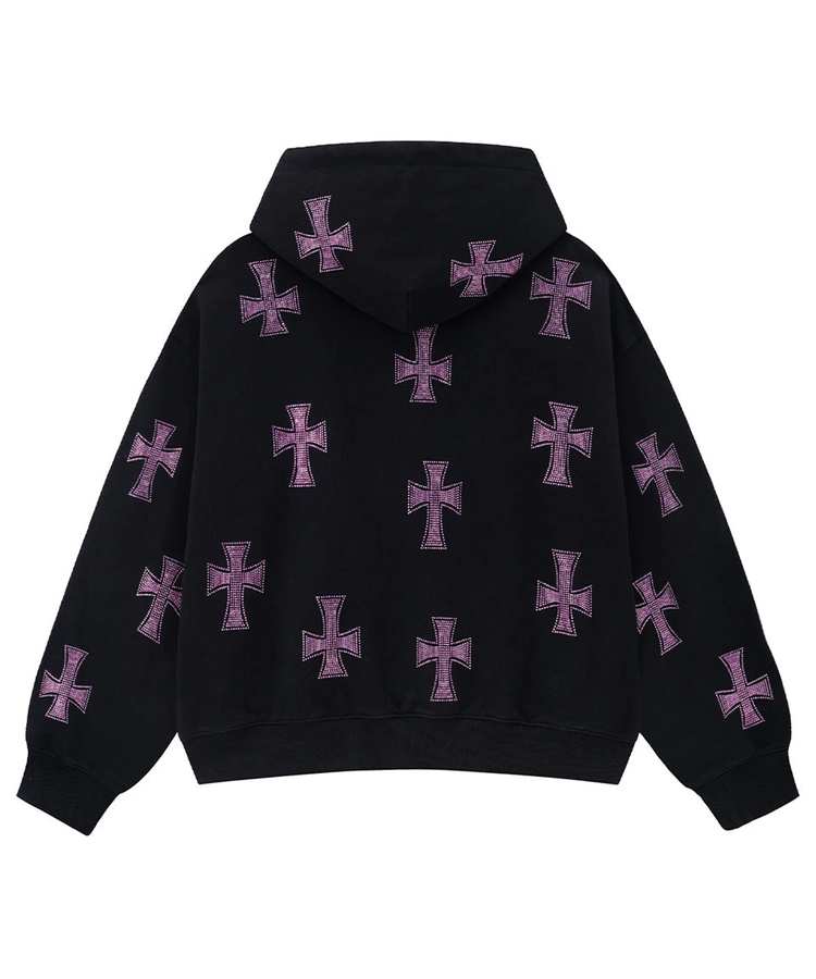 Unknown London/アンノウン ロンドン Allover Cross Rhinestone Zip