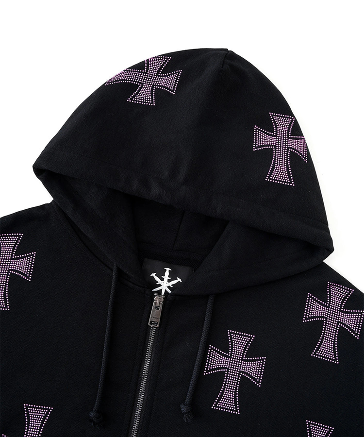 Unknown London/アンノウン ロンドン Allover Cross Rhinestone Zip