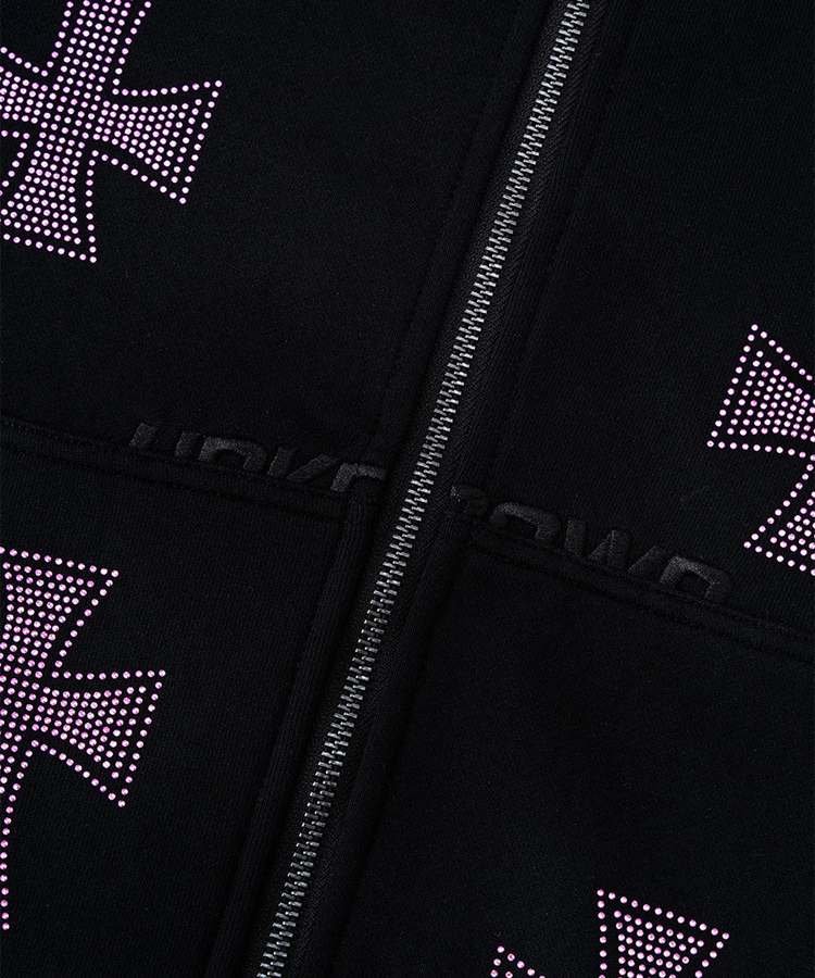 Unknown London/アンノウン ロンドン Allover Cross Rhinestone Zip