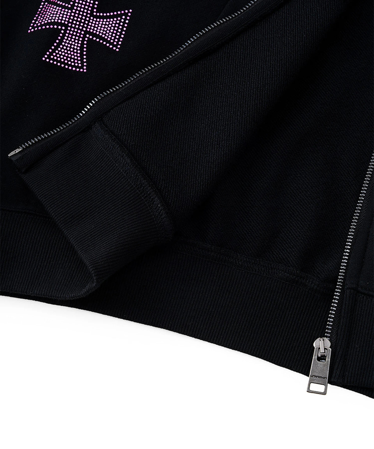 Unknown London/アンノウン ロンドン Allover Cross Rhinestone Zip