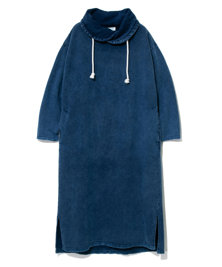 GOOD ON/グッドオン ROLL NECK SWEAT MAXI ONE PIECE INDIGO SHAVE