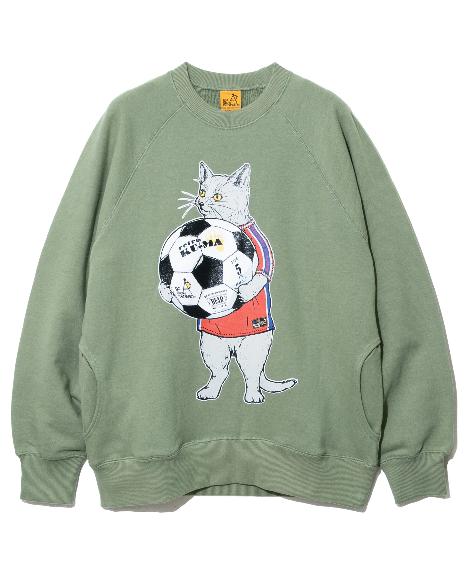 空紡糸裏毛 サッカーアニマルラグランクルースウェットW (WOMENS 