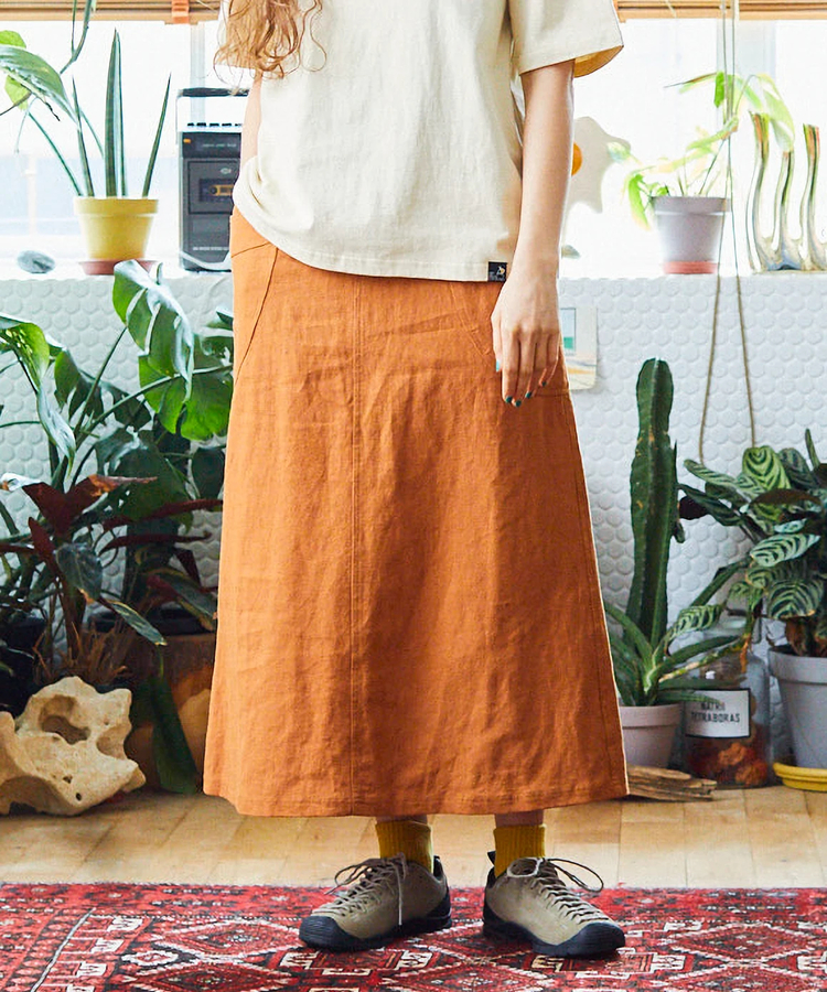 go slow caravan(ゴースローキャラバン) |LINEN/COTTON脇ポケスカート (WOMENS)