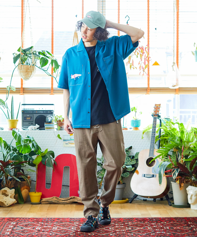 T/Rストレッチ1ポイント刺繍O/Pシャツ (MENS/WOMENS