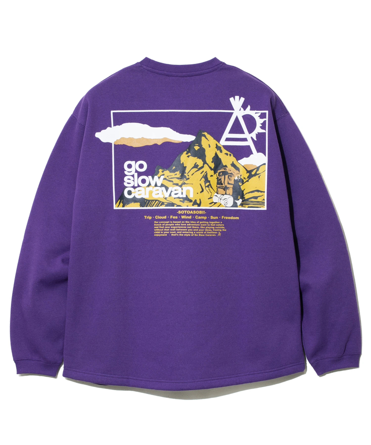 go slow caravan(ゴースローキャラバン) |eco lead 裏起毛 スクエアLOGOラウンドクルーネック (MENS)