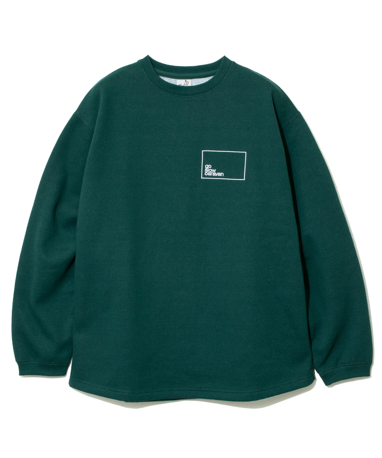 go slow caravan(ゴースローキャラバン) |eco lead 裏起毛 スクエアLOGOラウンドクルーネック (MENS)
