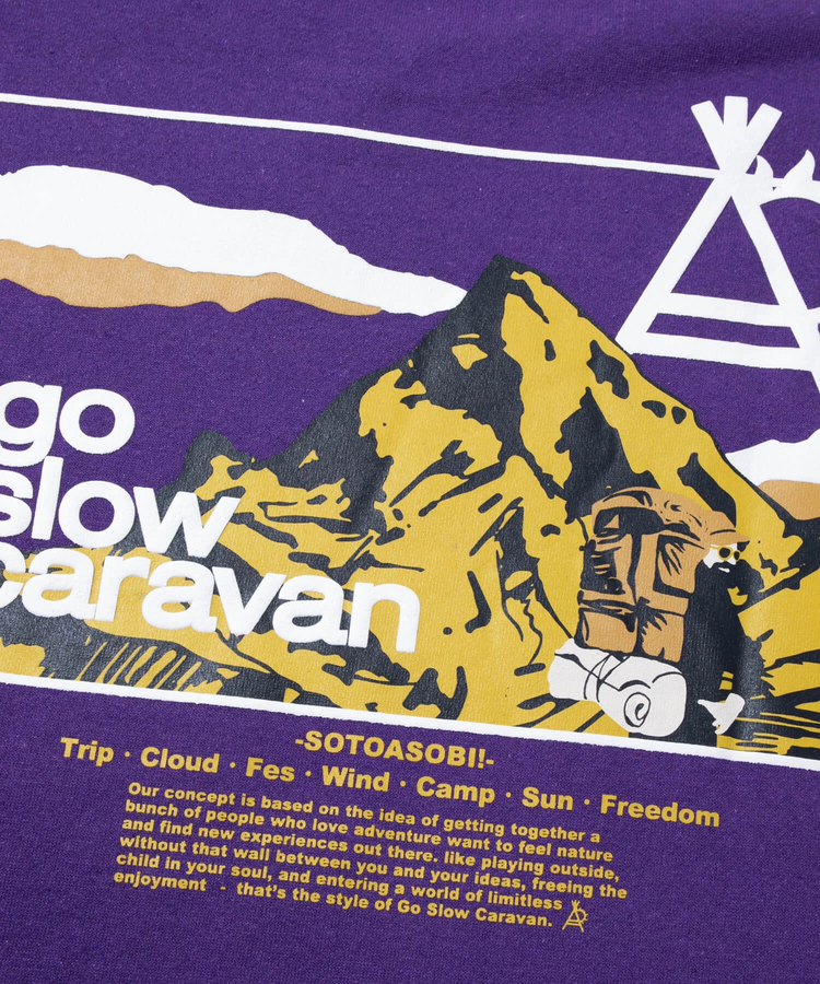 go slow caravan(ゴースローキャラバン) |eco lead 裏起毛 スクエアLOGOラウンドクルーネック (MENS)